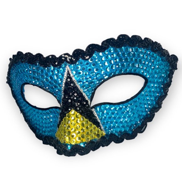 Saint Lucia Eye Patch Masquerade Mask Covered in Crystals and Rhinestones - Picture 2 of 4